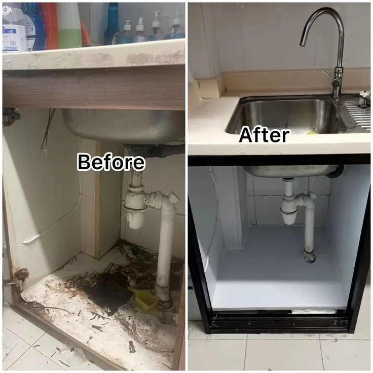 Home sink fixing before and after