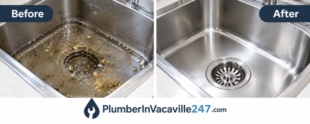 Drain Cleaning drain before and after